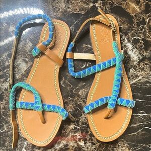Vince Camuto Tan and Blue Geometric Sandals